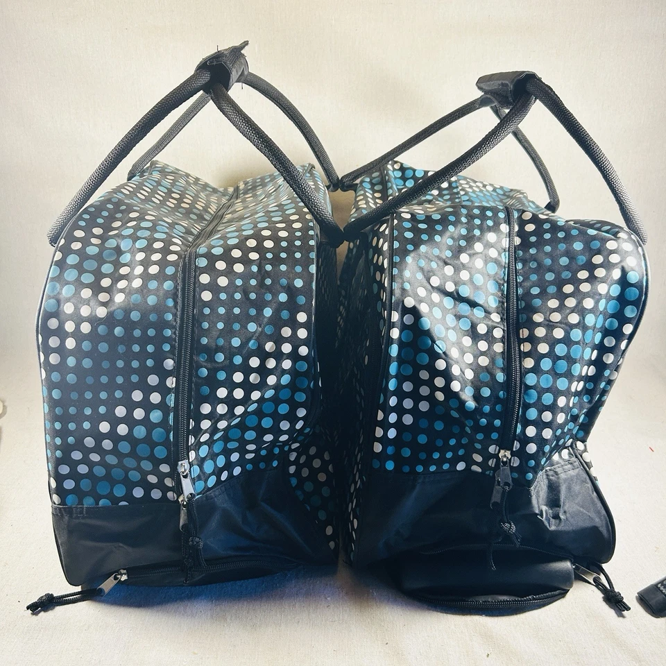 Juego de 2 bolsas de lona enrollables con estampado de lunares, asas telescópicas, lengüeta con ruedas. Foto 1 de 4