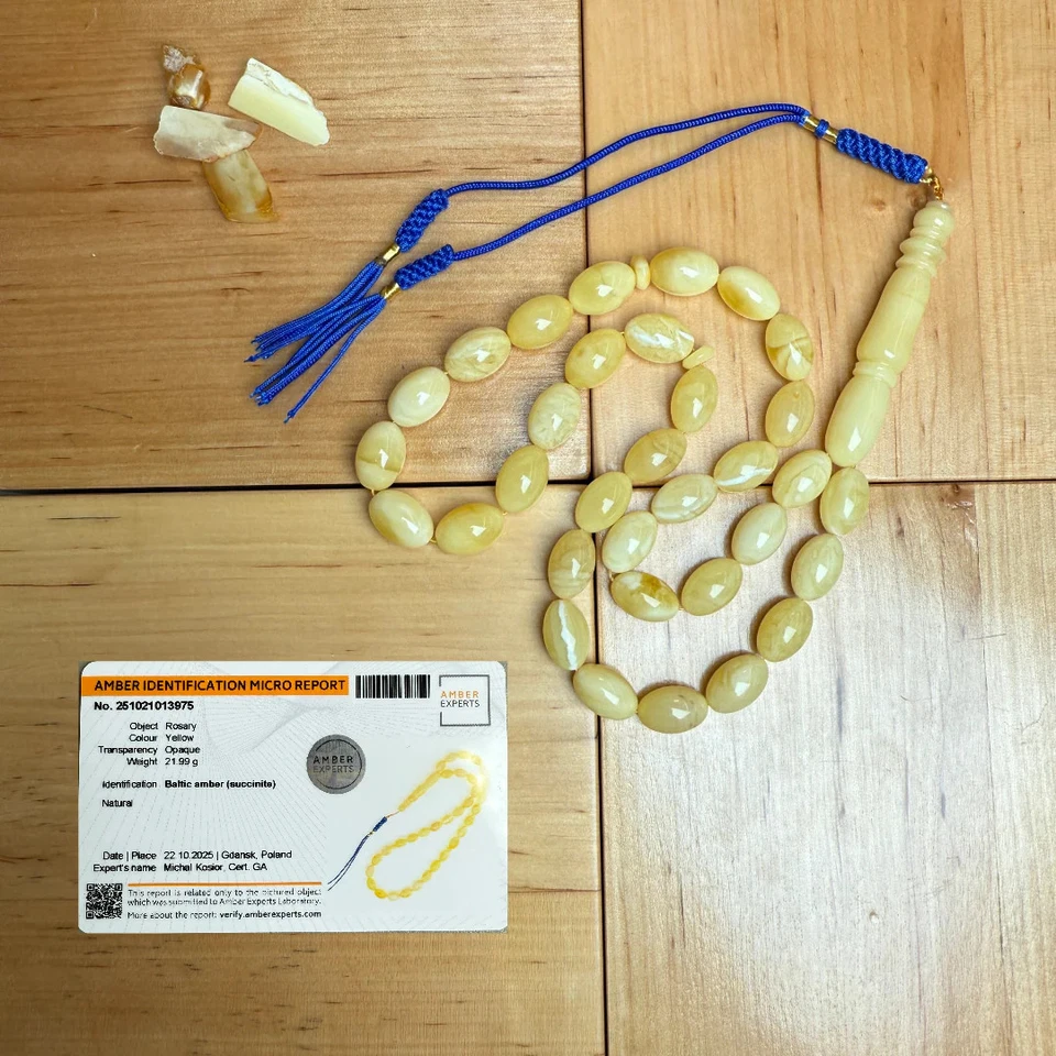 Authentic Premium Baltic Amber Tasbih Misbaha تسبيح Rosary Gift8mm x 13mm 22g - Image 1 of 4