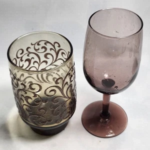  Vasos vintage Libby Prado vidrio diseño pergamino en relieve mediados de siglo   - Imagen 1 de 2