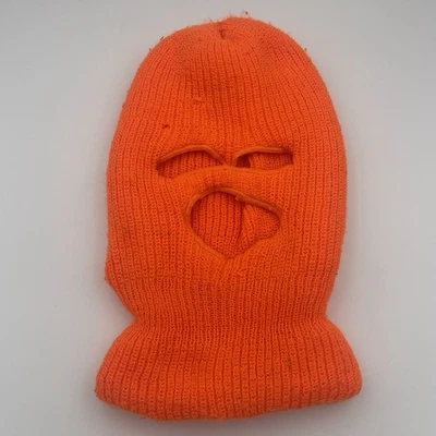 Vintage Face Mask Blaze Orange Knit Winter Balaclava Winter Hunting Ski Mask - Image 1 of 4