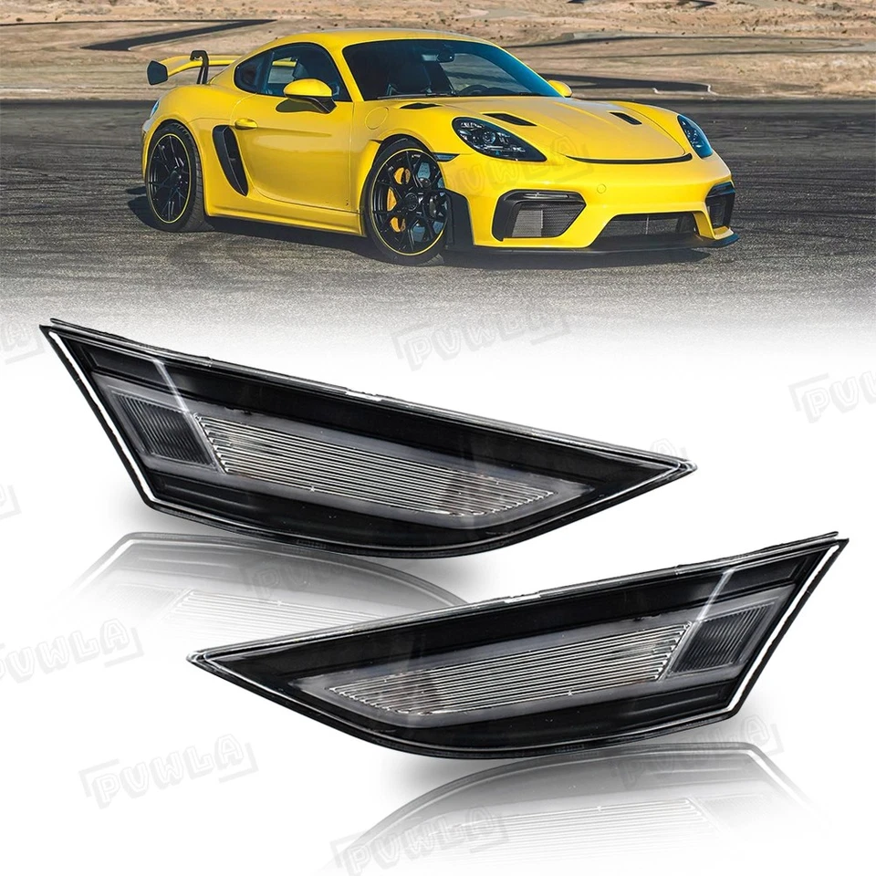 Luces de señalización laterales LED transparentes para Porsche 911 991 Carrera 981 Cayman Boxster 718 Foto 1 de 4