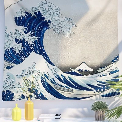 Tapiz decorativo para colgar en la pared tela de poliéster premium telón de fondo Ukiyo-e Jap... Foto 1 de 4