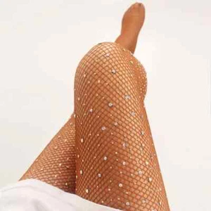 Rhinestone Fishnet Pantyhose for Women Latin Ballroom Style Dance Tights - Picture 1 of 9