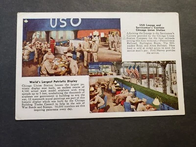 CAMP GRANT, ROCKFORD, ILLINOIS 1943 WWII Army USO Postcard w/ note - Image 1 of 2