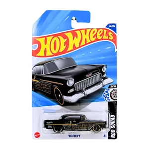 Hot Wheels '55 CHEVY Color Negro HW Rod Squad Serie 2025 + FUNDA - Imagen 1 de 7