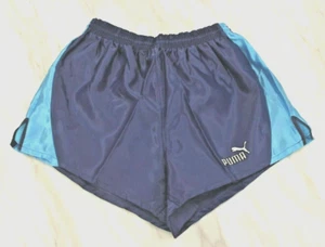 Puma Vintage Shiny Blue Nylon Short Football Running Retro 80s 90s Racing S - Picture 1 of 7