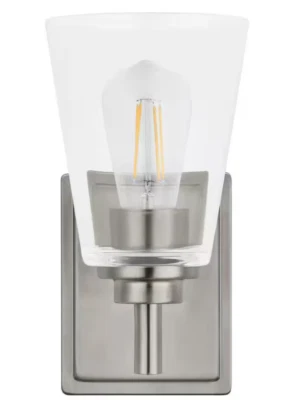 Hampton Bay Wakefield 5,25 pulgadas Aplique moderno de montaje en pared de níquel cepillado de 1 luz Foto 1 de 4