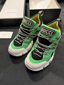 GUCCI FLASHTREK VERDE NEÓN NEGRO ZAPATILLAS DE SENDERISMO ZAPATOS GG 7 PARA HOMBRES EE. UU. 8 AUTÉNTICAS - Imagen 1 de 24