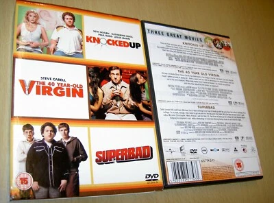 Knocked Up / Superbad / The 40 Year-Old Virgin 3x DVD Set Seth Rogan Jonah Hill - Image 1 of 3