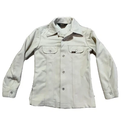 Lee полиэстер рубашка куртка желтовато-коричневый унисекс Sz 10 1970-х классический жемчуг snap - Изображение 1 из 4