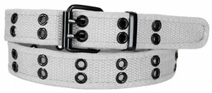 KIDS CHILDREN BOYS GIRLS 2 HOLES ROW GROMMETS Stitched Canvas Fabric Web Belt - Picture 1 of 7
