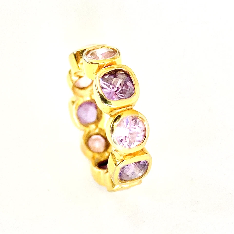 Brass Ring Pink Purple Jared Lehr's Sapphire Style Mid-Century Fashion Gold MCM - Image 1 of 4