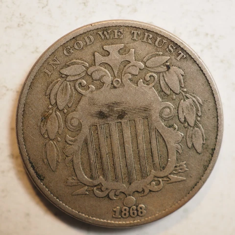 1868 SHIELD NICKEL ***NICE COIN!*** - FREE SHIPPING! A3497 Cover