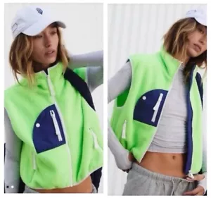 Free People Movement Hit The Slopes Green Sherpa Fleece Vest XS NEW W/TAGS! - Picture 1 of 6