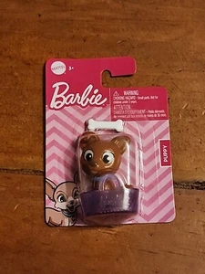 Mattel Barbie Doll Pet Puppy Brown Dog w Accessories: Purple Basket & Bone- New! - Picture 1 of 2