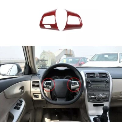 Cubierta de marco de volante delantero de coche de madera roja ABS para Toyota Corolla 2011-2013 Foto 1 de 4