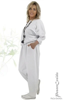 LAGENLOOK schmale Shirt Ballon-Hose weiß L-XL-XXL-XXXL 44 46 48 50 52 54 56 58 - Bild 1 von 4
