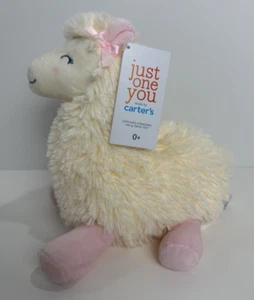 NWT Carters Just One You Off White Cream Pink Bow Llama Plush Baby Toy 67933 - Picture 1 of 8