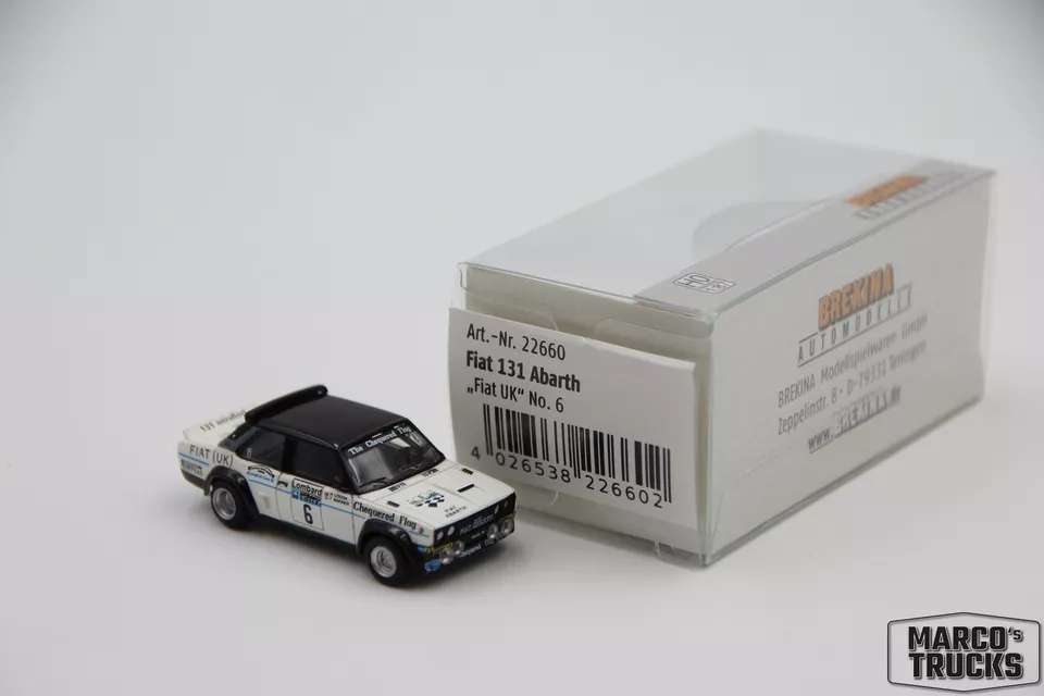 Brekina Fiat 131 Abarth Fiat UK Timo Makinen RAC 77 No. 22660 1:87 /BRN815  - Image 1 of 1