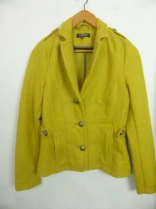 CAPTURE EUROPEAN MYERS mustard yellow WOOL Mix detailed coat jacket sz 36 8 10 - Picture 1 of 10