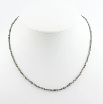 Natural Smoky Quartz 2-3MM Tiny Faceted Round Gemstone Beads Women Necklace 18" - Image 1 of 4