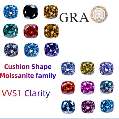 Cushion Loose Moissanite Stone 6x6~10x10mm Colors VVS1 With Certificate for Ring - Image 1 of 4