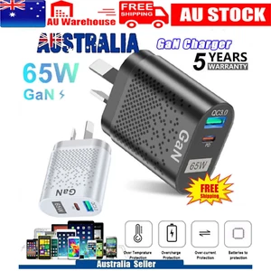 65W GaN Charger Type C PD USB QC 3.0 Fast Charging Wall Adapter for Universal AU - Picture 1 of 20