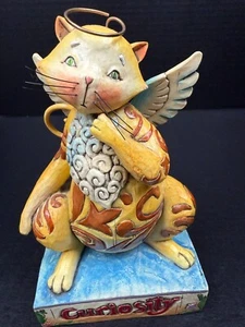 Jim Shore CURIOSITY Cat Figurine Heartwood Creek 6" Angel Wings Halo 2006 Enesco - Picture 1 of 7