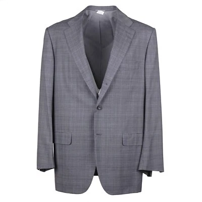 Kiton Slim-Fit Medium Gray Check Super 190s Wool Suit 48L (Eu 58L) NWT - Image 1 of 4