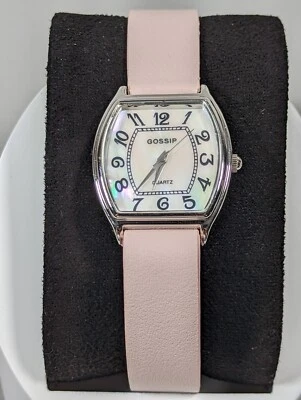 Gossip Pearlized Dial Silver Tone Case Pink Faux Leather Band Watch - Image 1 of 4
