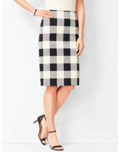TALBOTS Black,Ivory Twill Gingham Pencil Skirt Size 8 - Bild 1 von 4