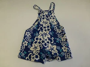 Island Candy Shortalls Teen Girls Small Hawaiian Blue Floral Great Condition - Picture 1 of 3