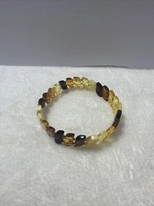 Genuine Baltic Amber Stone Bracelet.Natural MULTIcolor Amber Stone Bracelet. - Picture 1 of 6