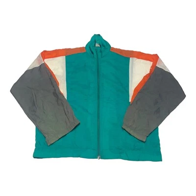 VTG 90s Spalding Men's Aqua Blue Orange White Full Zip Windbreaker Jacket Size L - Image 1 of 4