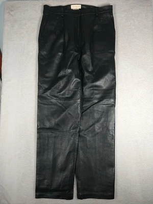 Pantalones De Colección Margaret Godfrey Cuero Genuino Para Mujer 14 Negros Cónicos Plisados fr Foto 1 de 4