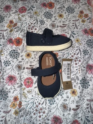 TOMS BABY NAVY BLUE CANVAS SHOES - Image 1 of 4