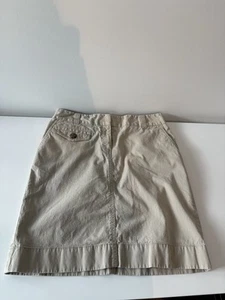 Falda Ann Taylor Mujer 2 Beige Caqui Lápiz Elastizado Algodón Bolsillos Preppy - Imagen 1 de 3