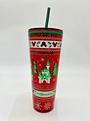 Disney Parks Starbucks Mickey Castle Red Holiday Tumbler WDW Walt World 24oz - image 1 of 4