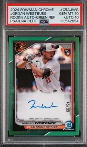 Jordan Westburg 2024 Bowman Chrome Green Refractor Auto /99 RC PSA 10 - Bild 1 von 2