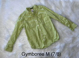 Gymboree Lawn Party Green Checked Button Down Size M (7/8) - Picture 1 of 1