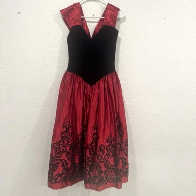 Vestido Scott McClintock Años 90 Baile de graduación Terciopelo Mujer 8 Novia Gótico en relieve Foto 1 de 4