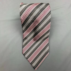 Giorgio Armani Silk Tie Made in Italy Gray Pink Stripe Necktie 58x3.75 Business - Picture 1 of 3