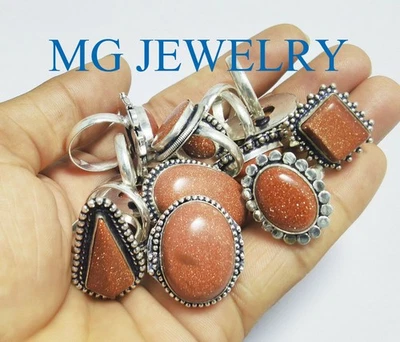 ¡Exclusivo en eBay! Lote de 5 anillos de piedra de oro natural enchapados en plata de ley .925 Foto 1 de 4