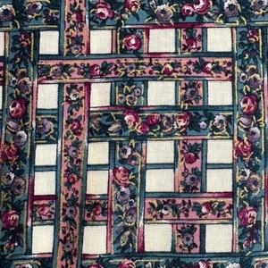 VTG Floral Metallic Fabric Basketweave Green Cotton Grannycore Cottage 56L x 44W - Picture 1 of 4