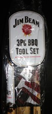 Jim Beam BBQ Tool Set Stainless Steel & Wood 3-piece 