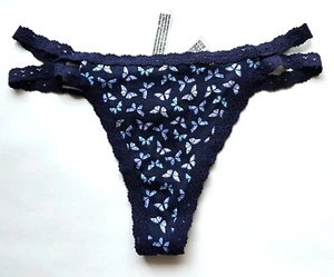 Victoria’s Secret PINK Limited Edition BLING Wink Strappy Thong Panty Blau - S - Bild 1 von 2