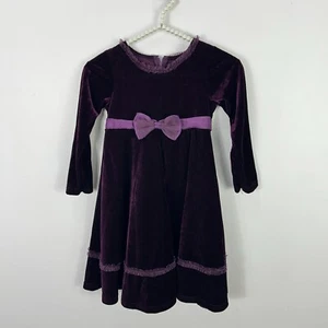 Sophia Rose Girls 5 Velvet Dress Purple Long Sleeve Bow Holiday Princess Party - Picture 1 of 7