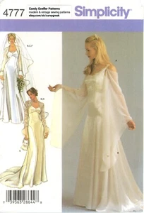 Simplicity 4777 Ethereal, Gothic Wedding Gown, Shrug, Bag & Veil Sz 14-20 UNCUT - Picture 1 of 5