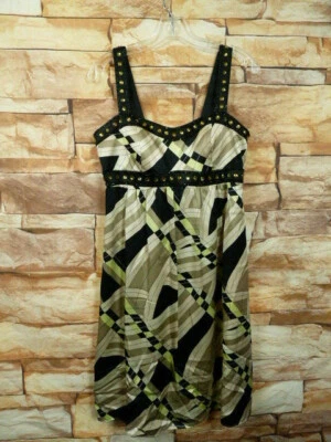 * Vestido de seda OC by OC Oleg Cassini negro beige blanco con cuentas cóctel talla 10, $129 Foto 1 de 4