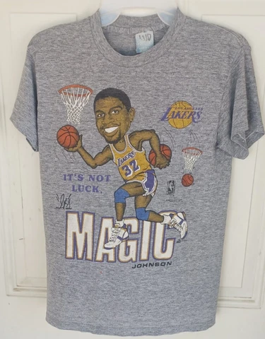 Rare Vintage 1989 Lakers Magic Johnson T-Shirt Women's Small Cover